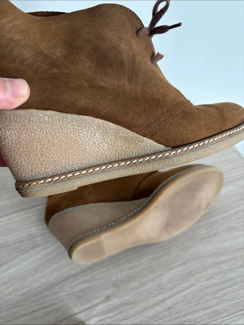 Jcrew“MacAlister” Brown Tan Wedge Chukka Style Ankle Boots Size 10